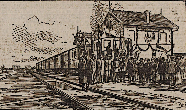 Das Bild mit dem der Bericht über die Eröffnung der neuen Landesbahnen illustriert wurde. Welchen Bahnhof es zeigt, ist unklar - jedenfalls handelt es sich nicht um den Mistelbacher Bahnhof